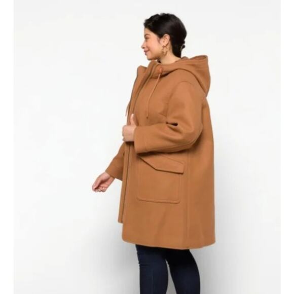 Madewell Lynnford Coat Hooded Wool Blend Winter Classic Trench Camel Plus 3X - Picture 3 of 16